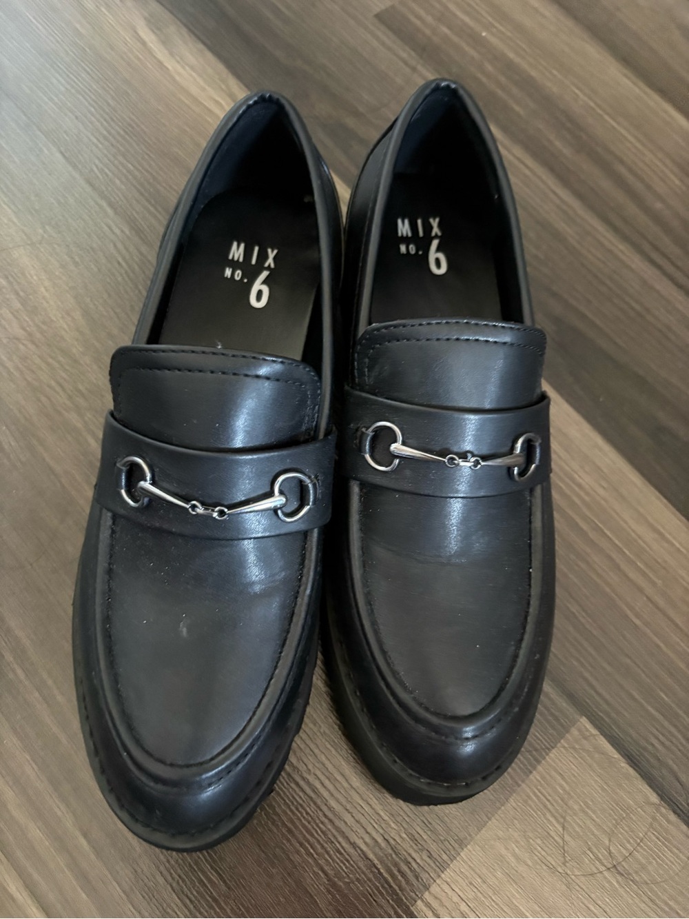 Mix No. 6 Black Leather Bit Loafers with Silver Hardware